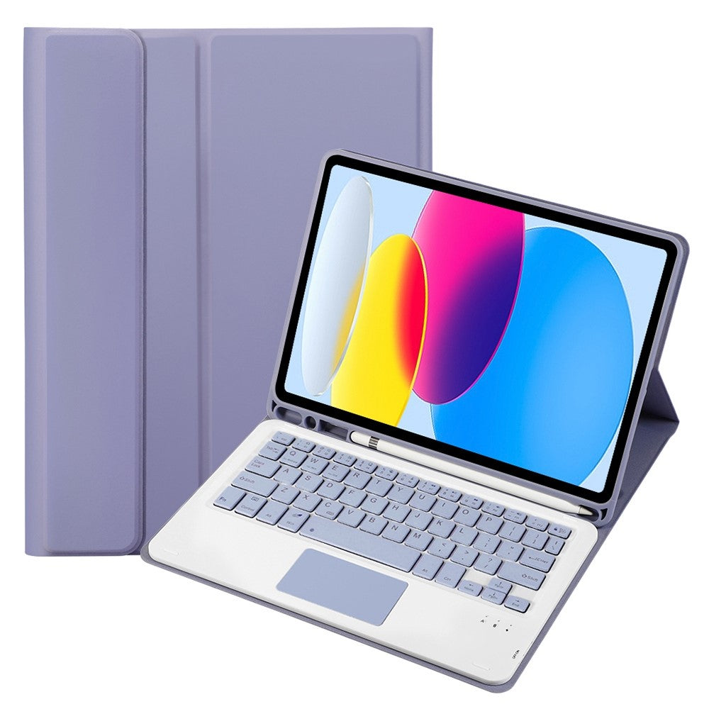 A10B-A til iPad (2025) / 10.9 (2022) Pen Slot Design Læder + TPU Tablet Beskyttelsesstandcover med Touchpad Bluetooth-tastatur