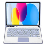 A10B-A til iPad (2025) / 10.9 (2022) Pen Slot Design Læder + TPU Tablet Beskyttelsesstandcover med Touchpad Bluetooth-tastatur