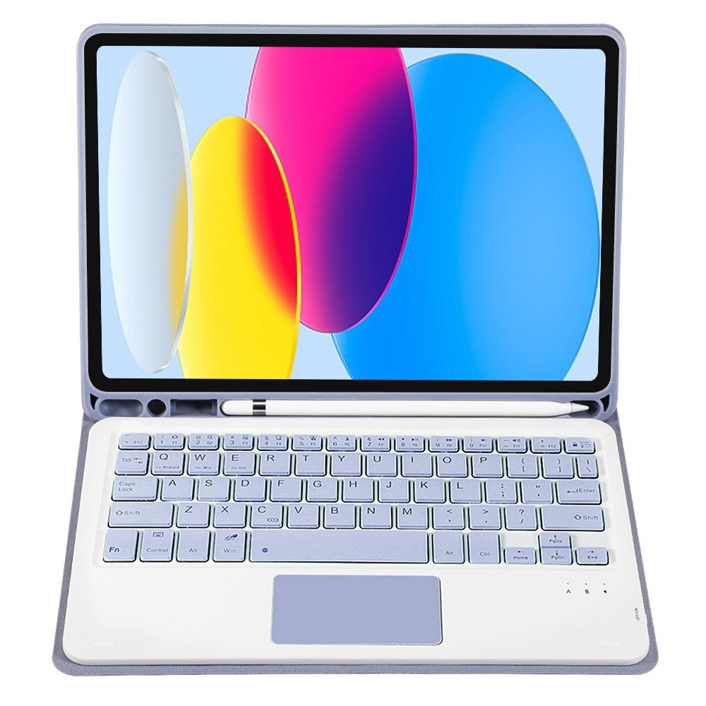 A10B-A til iPad (2025) / 10.9 (2022) Pen Slot Design Læder + TPU Tablet Beskyttelsesstandcover med Touchpad Bluetooth-tastatur