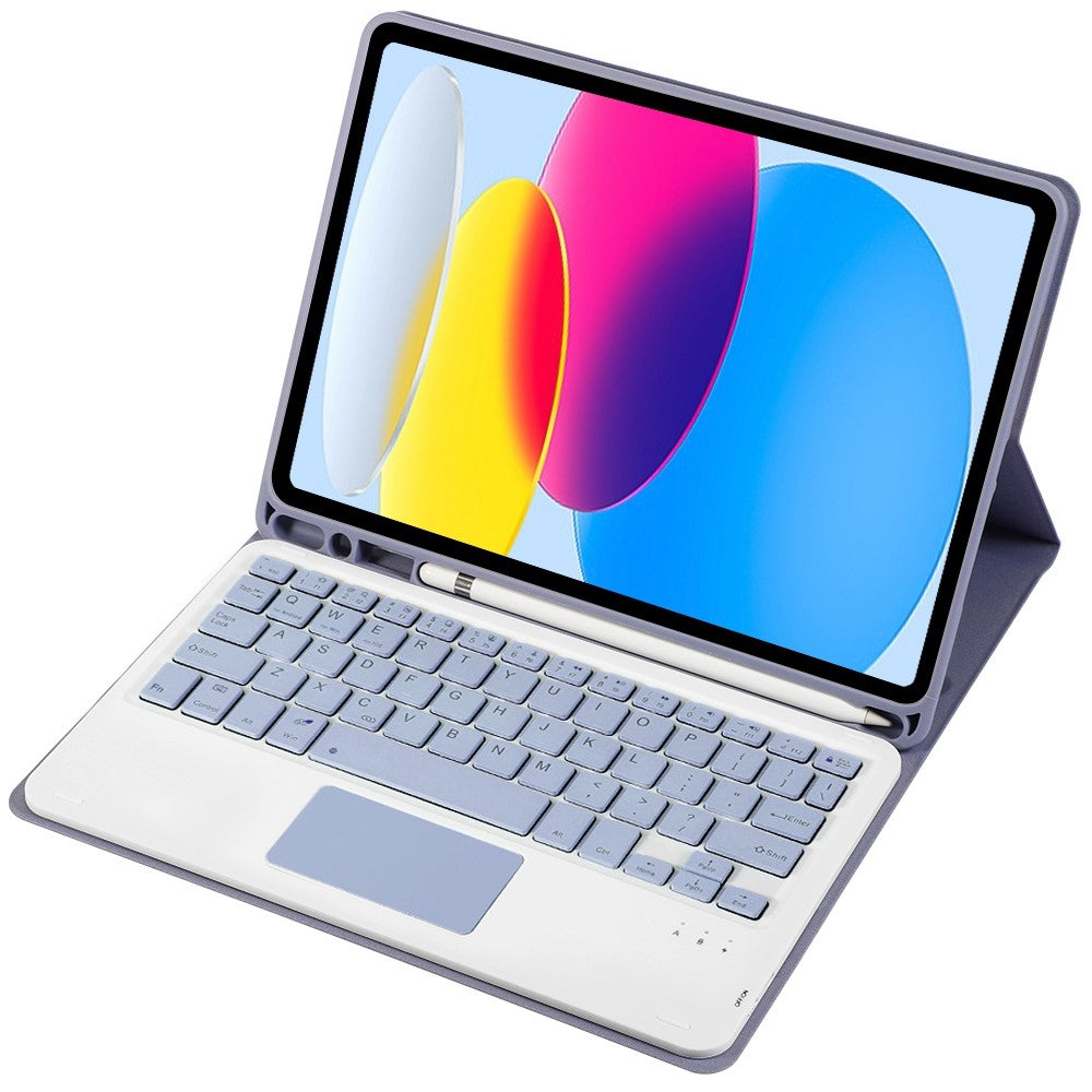 A10B-A til iPad (2025) / 10.9 (2022) Pen Slot Design Læder + TPU Tablet Beskyttelsesstandcover med Touchpad Bluetooth-tastatur