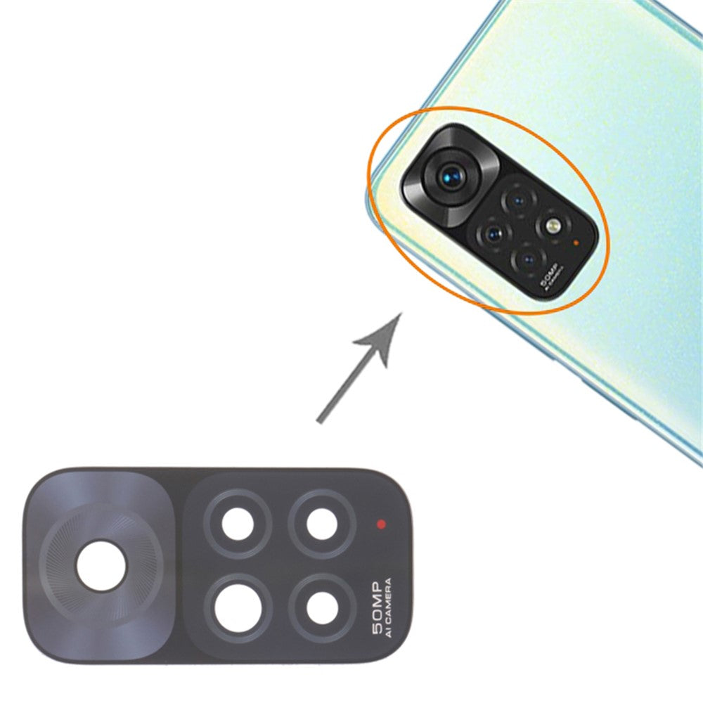 For Xiaomi Redmi Note 11 4G (Qualcomm) Rear Back Camera Lens Cover Replacement Part (without Logo)