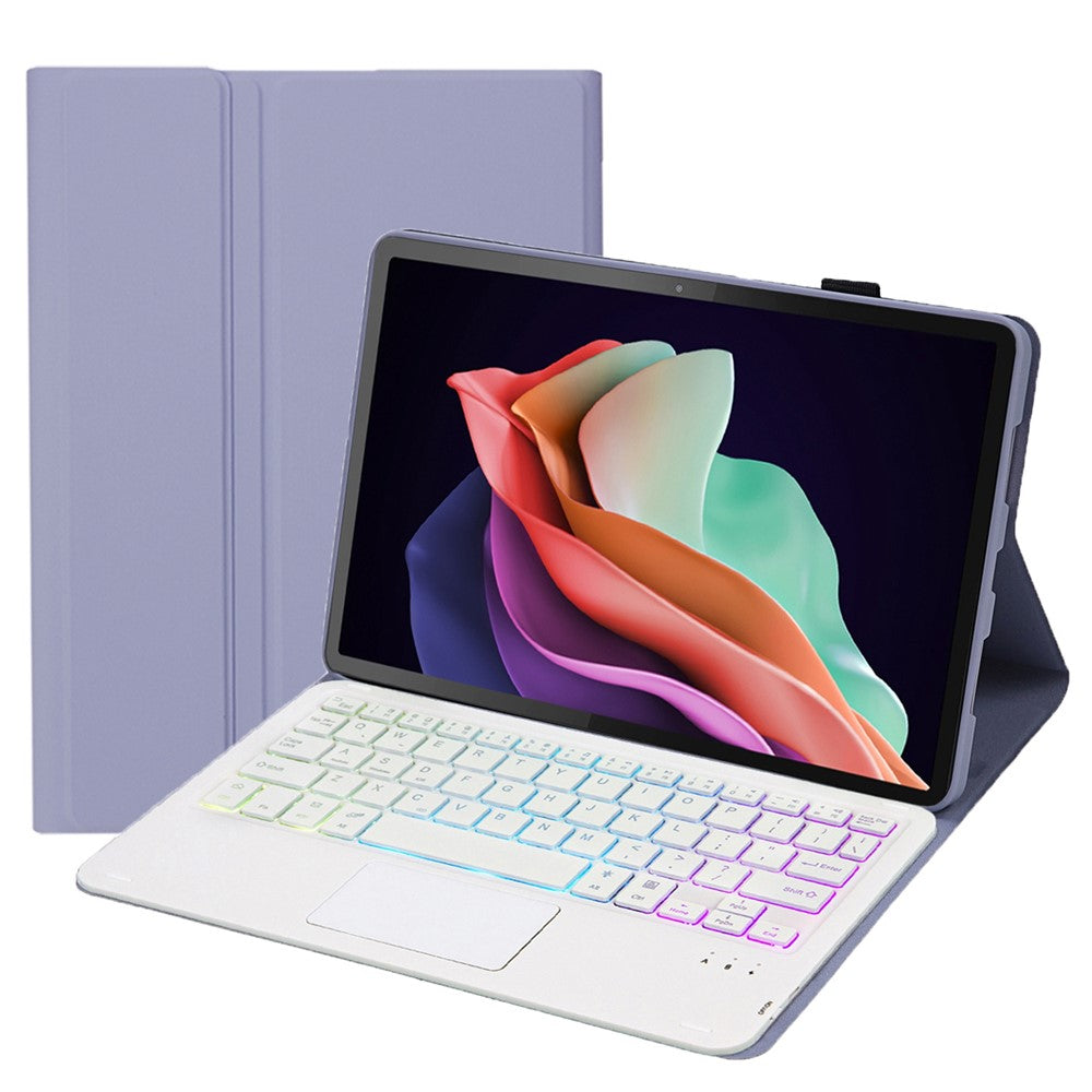 AHC3-AS För Huawei Enjoy Tablet 2 / MatePad C3 10.1 tum / T 10S 10.1 tum / T 10 9.7 tum / Honor Pad 6 10.1 tum / Pad 7 / Pad X8 Surfplattafodral + Avtagbart tangentbord med 3-färgad bakgrundsbelysning