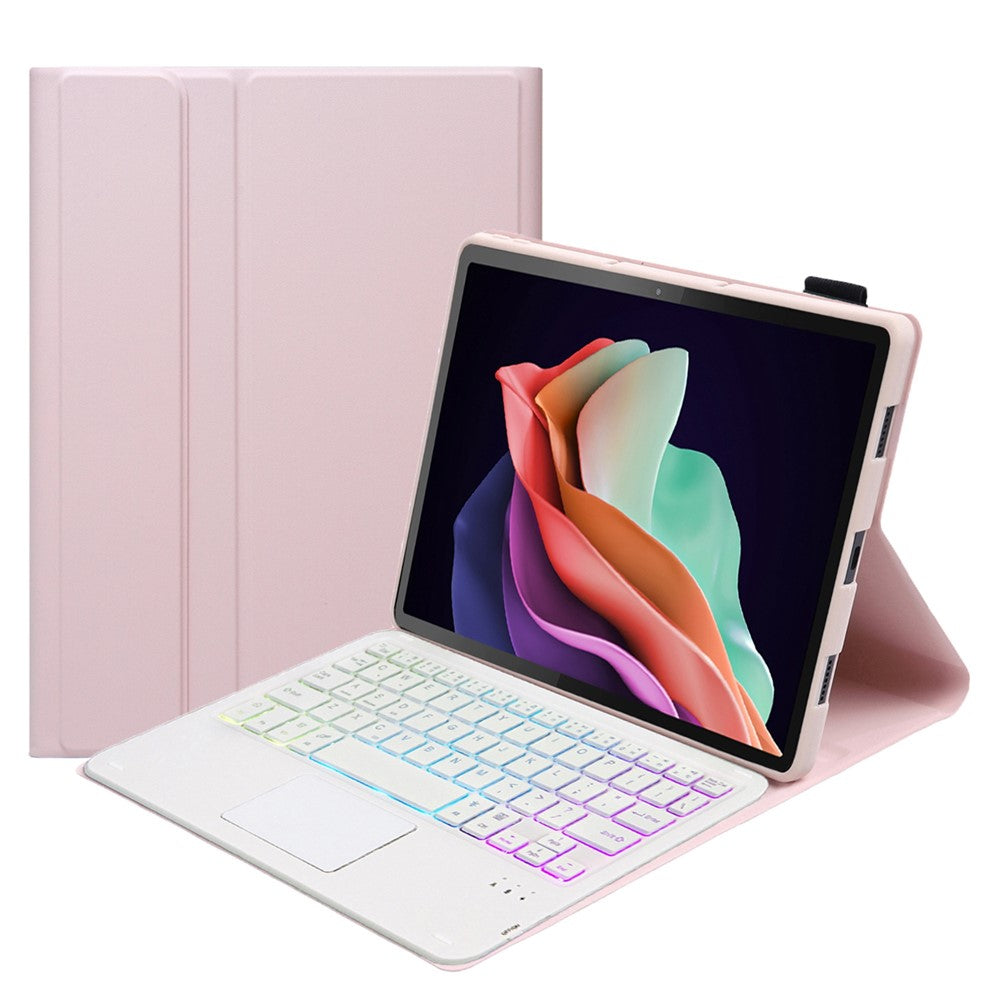 AHC3-AS till Huawei Enjoy Tablet 2 / MatePad C3 10.1 tum / T 10S 10.1 tum / T 10 9.7 tum / Honor Pad 6 10.1 tum / Pad 7 / Pad X8, surfplattafodral med avtagbart tangentbord och trefärgad bakgrundsbelysning