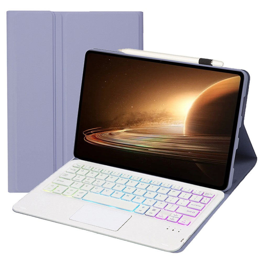 OP13-AS För Oppo Pad 2 Surfplatta Fodral med Avtagbar Pekplatta, Bakgrundsbelyst Tangentbord, Folio Surfplatta Fodral