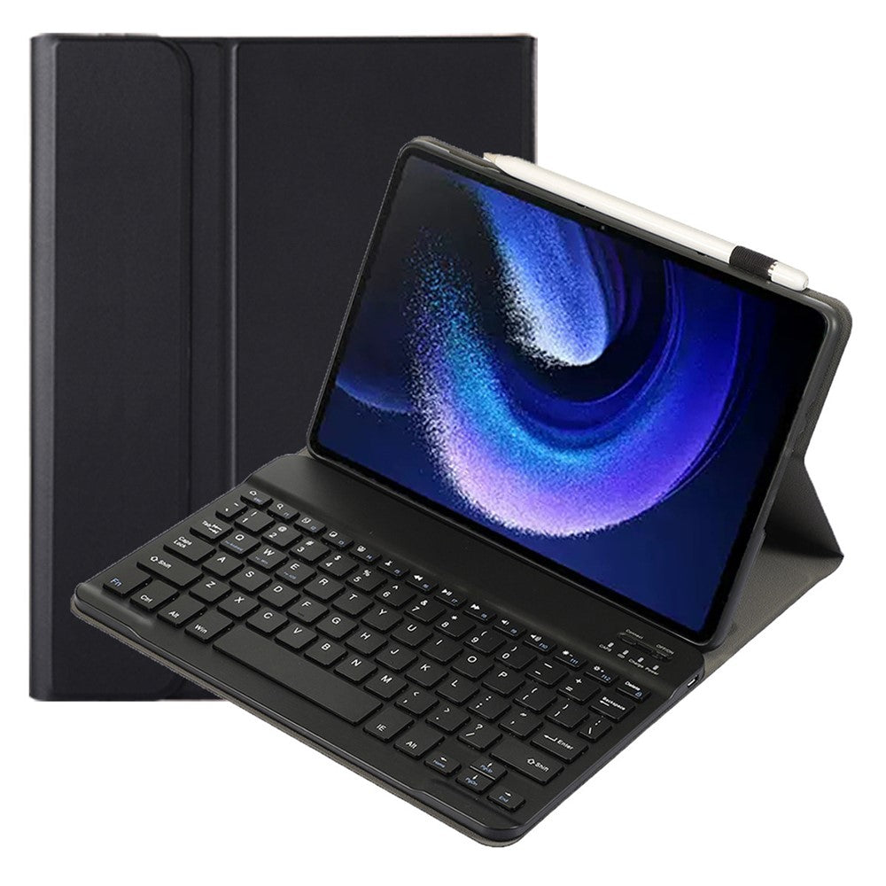 A0N7 For Xiaomi Pad 6 / Pad 6 Pro PU Leather Cover Ultra-Thin Stand Tablet Case with Removable Bluetooth-compatible Keyboard
