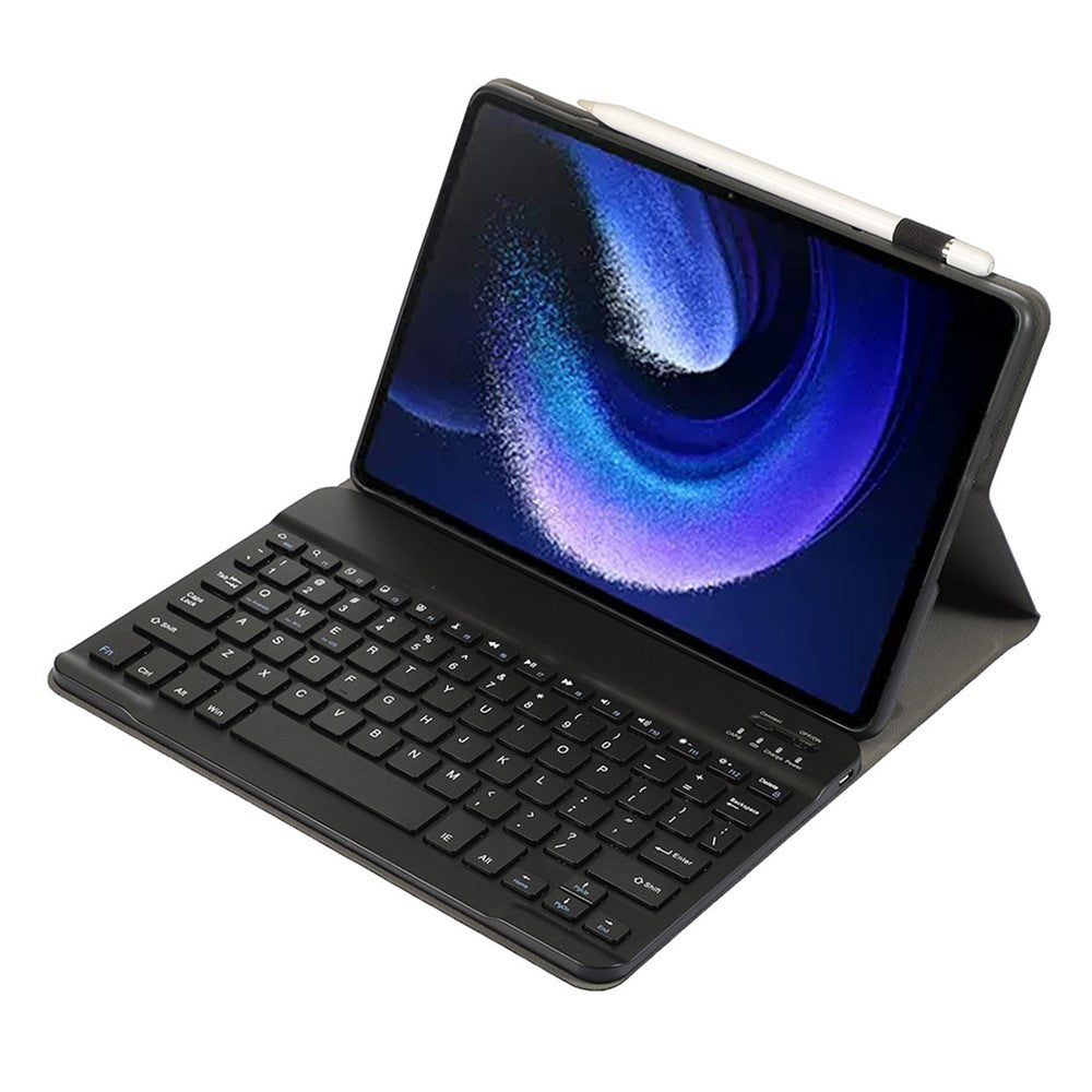 A0N7 For Xiaomi Pad 6 / Pad 6 Pro PU Leather Cover Ultra-Thin Stand Tablet Case with Removable Bluetooth-compatible Keyboard
