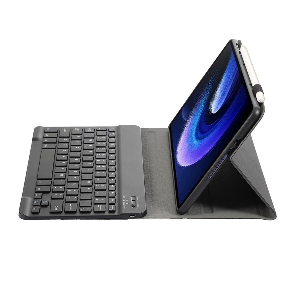 A0N7 For Xiaomi Pad 6 / Pad 6 Pro PU Leather Cover Ultra-Thin Stand Tablet Case with Removable Bluetooth-compatible Keyboard