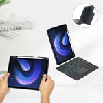 T0N7-AS for Xiaomi Pad 6 / Pad 6 Pro PU Leather Tablet Case  with Pencil Holder + Touchpad Detachable Backlit Bluetooth-compatible Keyboard