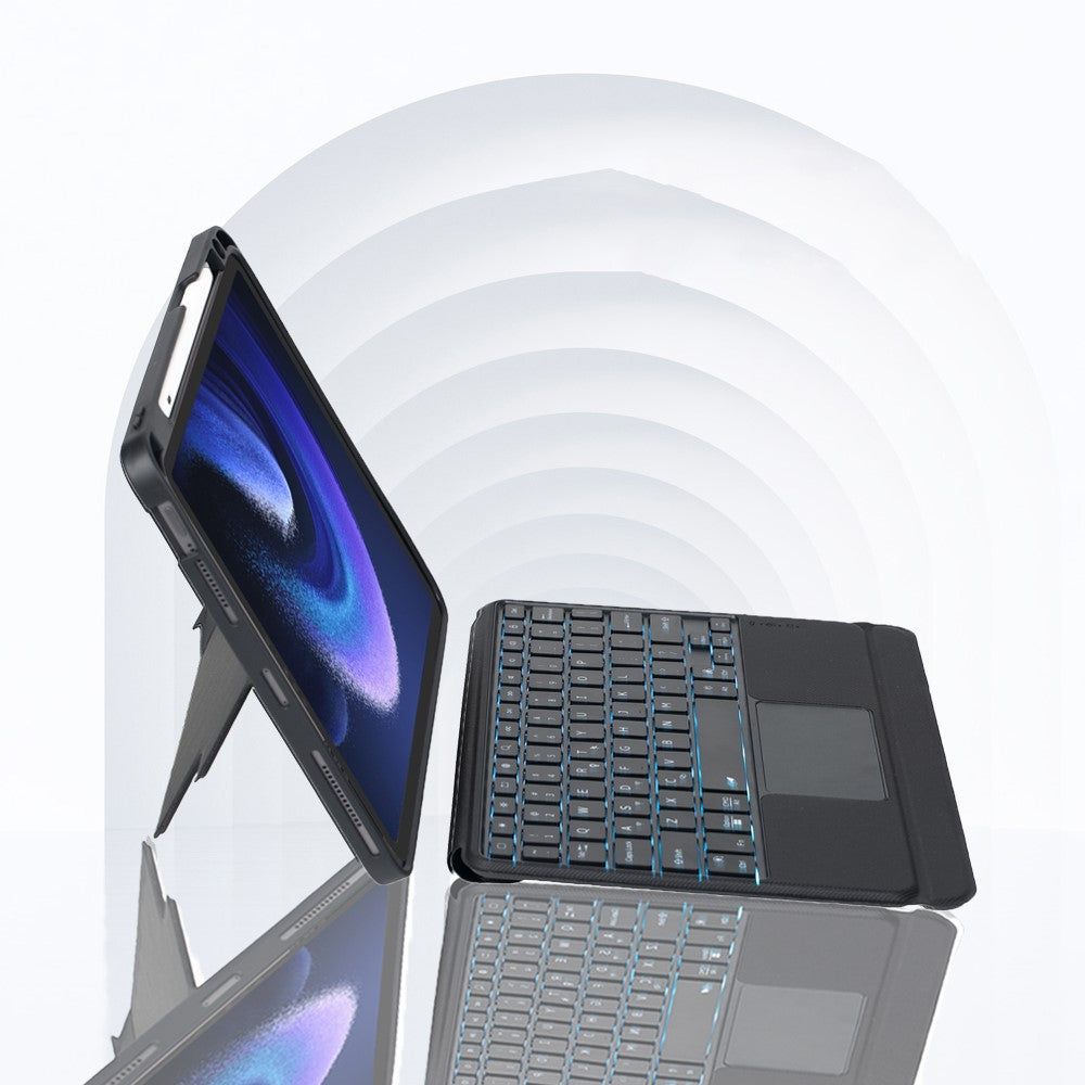 T0N7-AS for Xiaomi Pad 6 / Pad 6 Pro PU Leather Tablet Case  with Pencil Holder + Touchpad Detachable Backlit Bluetooth-compatible Keyboard