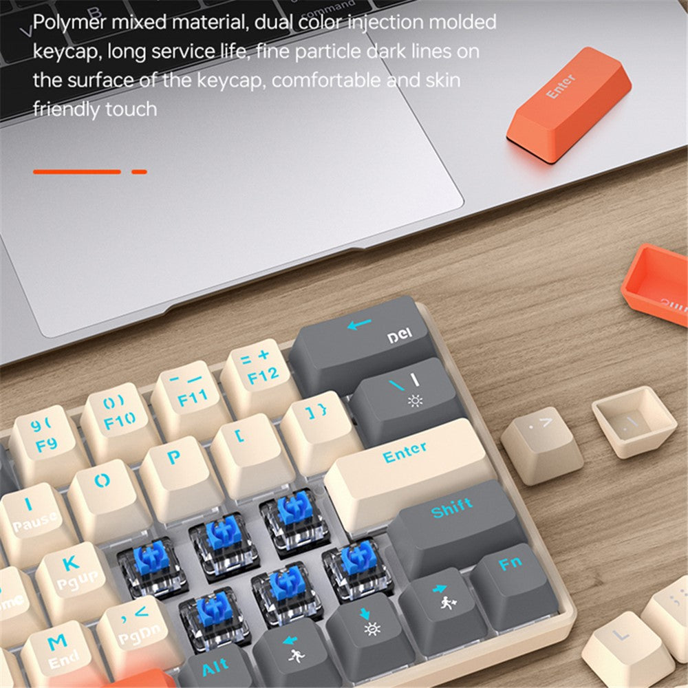 T-WOLF T30 Mekanisk Tastatur Kablet + Trådløst + Bluetooth-kompatibelt 3-Mode RGB Gaming Tastatur 63 Taster