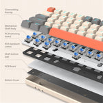 T-WOLF T30 Mekanisk Tastatur Kablet + Trådløst + Bluetooth-kompatibelt 3-Mode RGB Gaming Tastatur 63 Taster