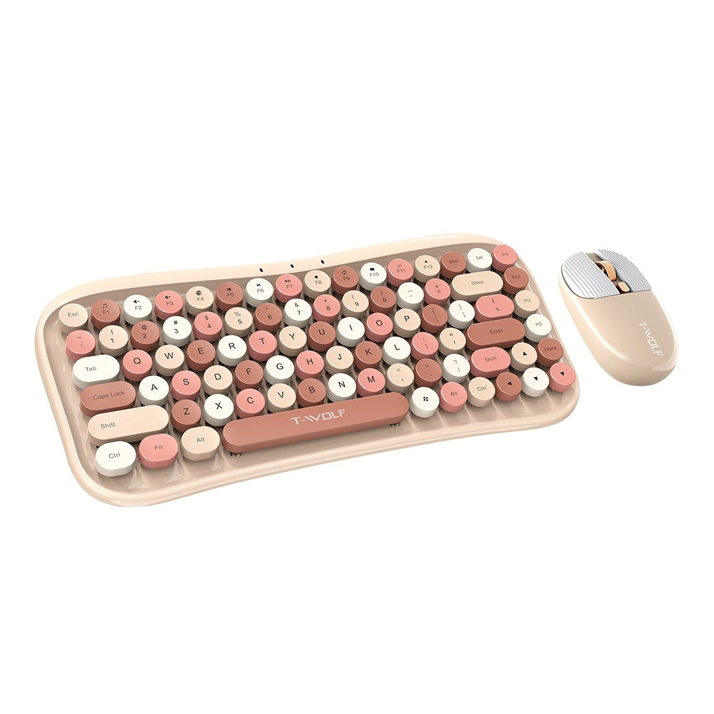 T-WOLF TF660 Bluetooth5.0 / 2.4G Trådløst Mus- og Tastatursæt med Dobbelttilstand og Runde Tastekapper
