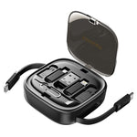 ESSAGER Integreret USB-C Adapter Kabel Kit Opladerkabel Etui Konverter Indeholder Kortplads Telefonholder Design til Rejsebrug