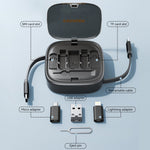 ESSAGER Integreret USB-C Adapter Kabel Kit Opladerkabel Etui Konverter Indeholder Kortplads Telefonholder Design til Rejsebrug