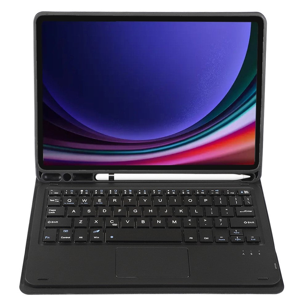 A710B-A For Samsung Galaxy Tab S9 X710 / X716B / S10 Lite / S10 FE / S9 FE PU Leather Cover with Touchpad Bluetooth-Compatible Keyboard
