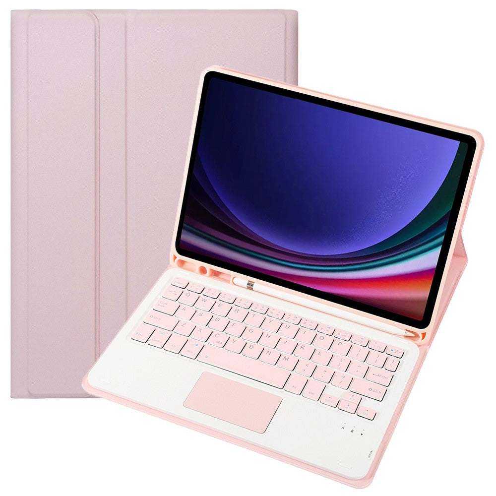 A710B-A For Samsung Galaxy Tab S9 X710 / X716B / S10 Lite / S10 FE / S9 FE PU Leather Cover with Touchpad Bluetooth-Compatible Keyboard