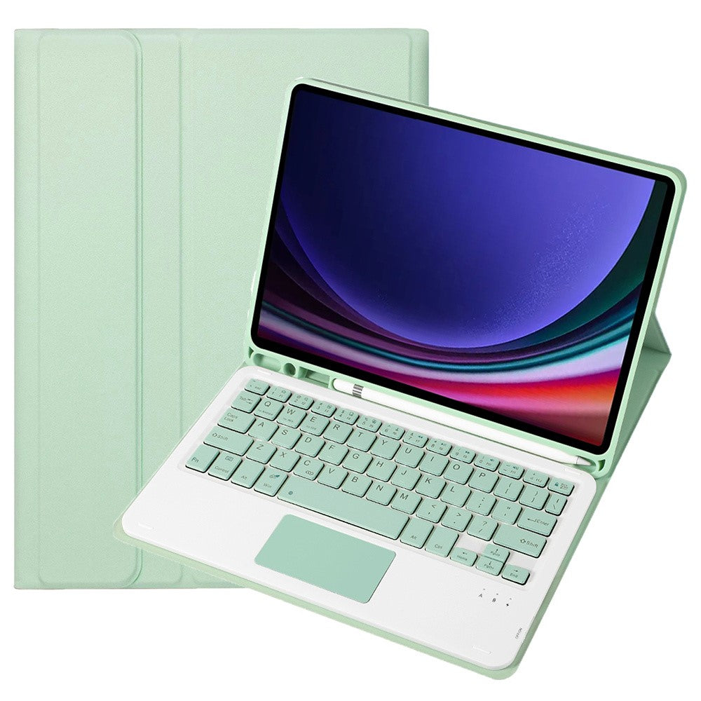 A710B-A For Samsung Galaxy Tab S9 X710 / X716B / S10 Lite / S10 FE / S9 FE PU Leather Cover with Touchpad Bluetooth-Compatible Keyboard