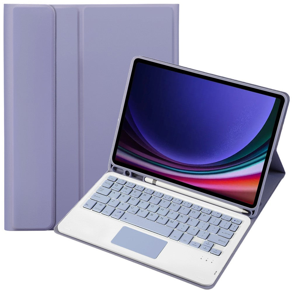 A710B-A For Samsung Galaxy Tab S9 X710 / X716B / S10 Lite / S10 FE / S9 FE PU Leather Cover with Touchpad Bluetooth-Compatible Keyboard