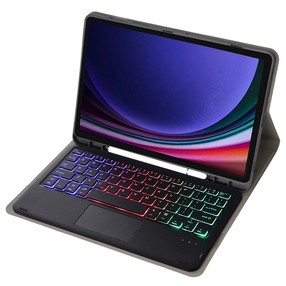 A710B-AS Til Samsung Galaxy Tab S10 Lite / S10 FE / S9 FE / S9 X710 / X716B / X718U Bluetooth-kompatibelt tastaturcover med baggrundsbelysning