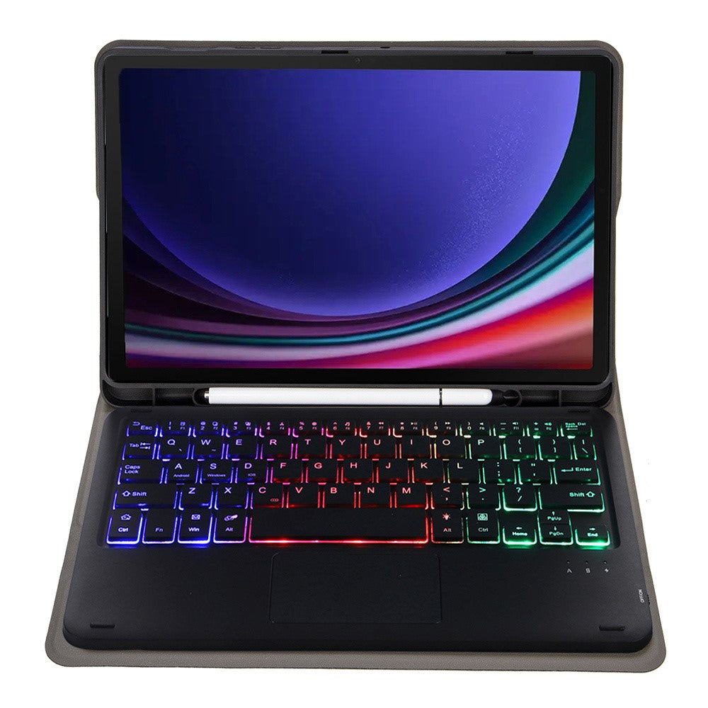 A710B-AS Til Samsung Galaxy Tab S10 Lite / S10 FE / S9 FE / S9 X710 / X716B / X718U Bluetooth-kompatibelt tastaturcover med baggrundsbelysning