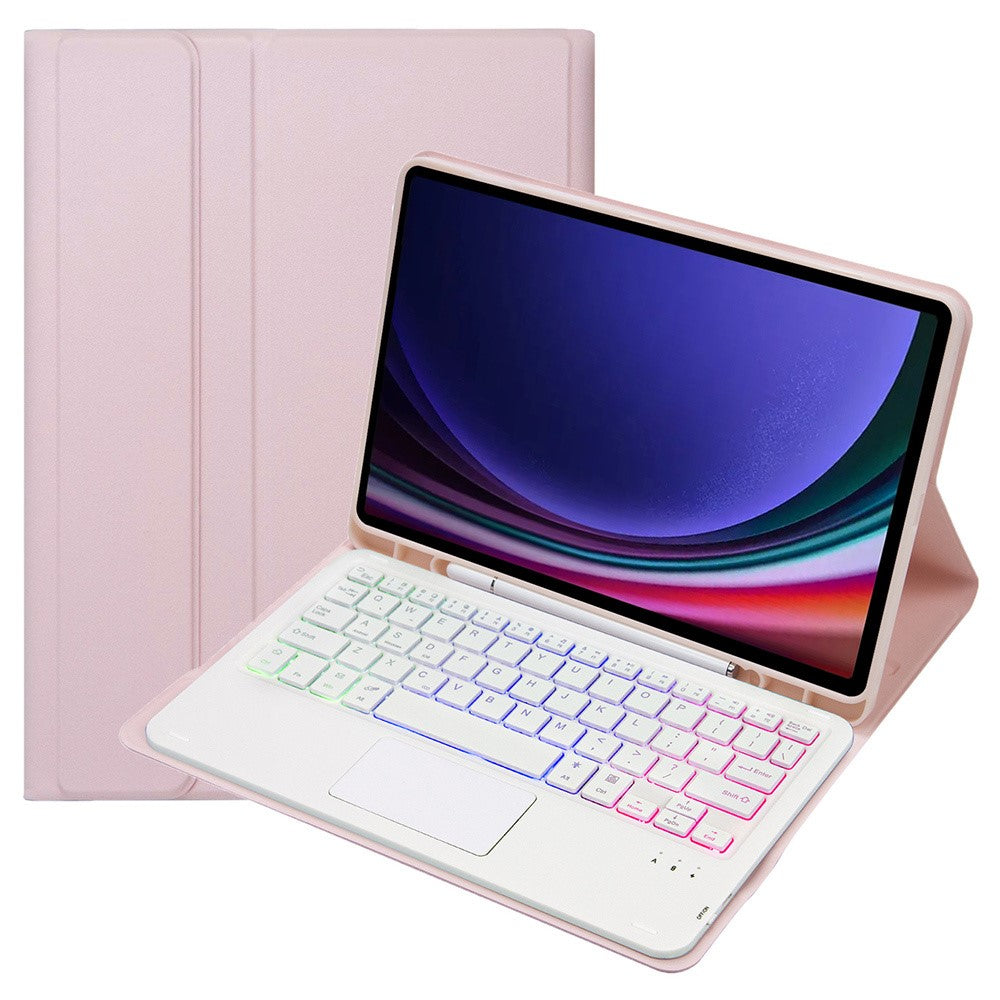 A710B-AS Til Samsung Galaxy Tab S10 Lite / S10 FE / S9 FE / S9 X710 / X716B / X718U Bluetooth-kompatibelt tastaturcover med baggrundsbelysning