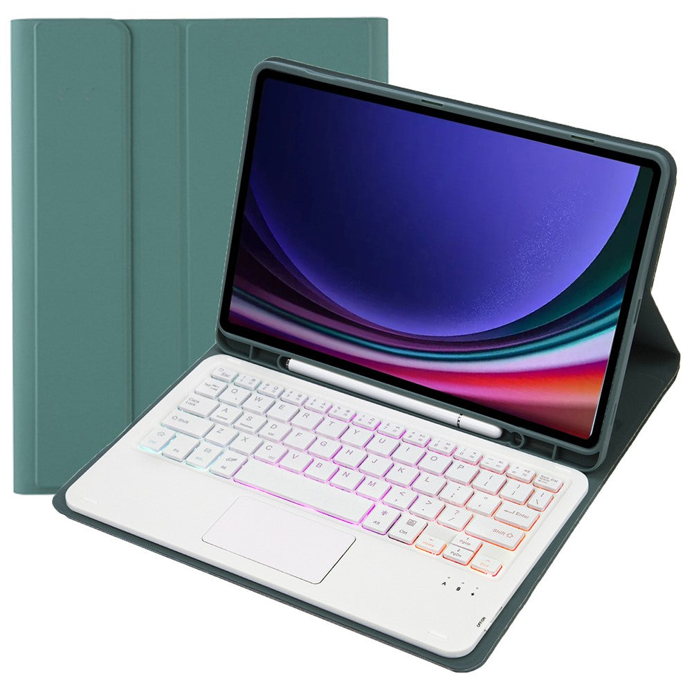 A710B-AS Til Samsung Galaxy Tab S10 Lite / S10 FE / S9 FE / S9 X710 / X716B / X718U Bluetooth-kompatibelt tastaturcover med baggrundsbelysning