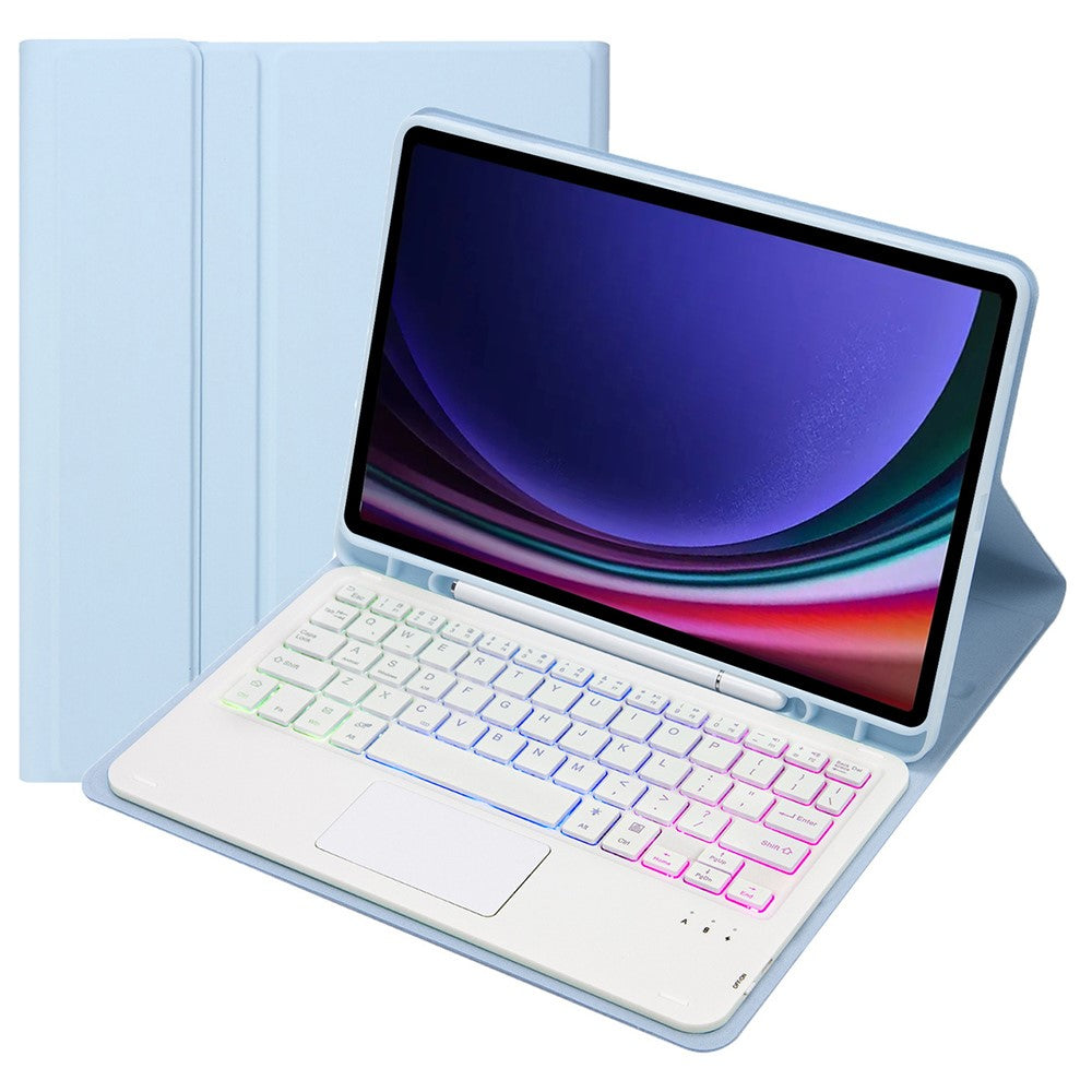 A710B-AS Til Samsung Galaxy Tab S10 Lite / S10 FE / S9 FE / S9 X710 / X716B / X718U Bluetooth-kompatibelt tastaturcover med baggrundsbelysning