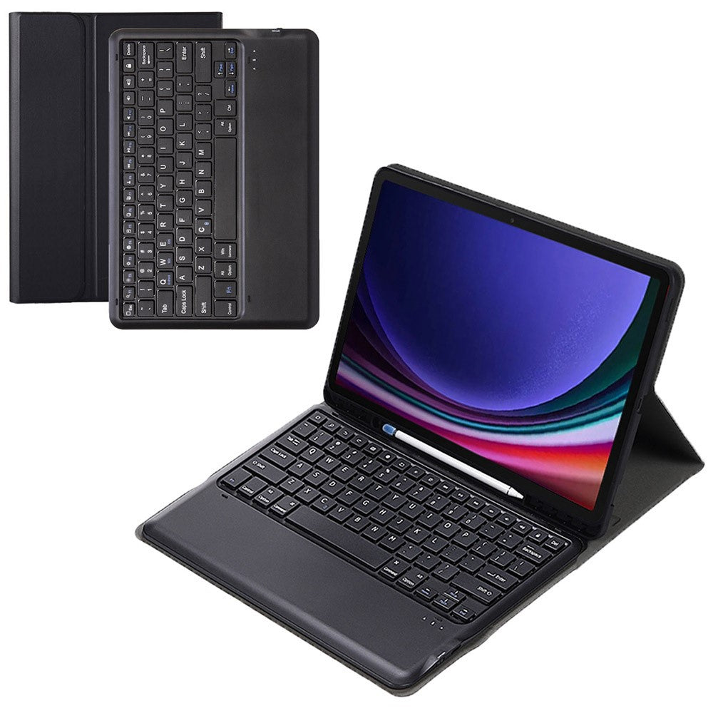 A810B Til Samsung Galaxy Tab S9+ X810 / X816 / X818 Aftageligt Bluetooth-kompatibelt Tastaturetui Stødsikkert Tablet Cover med Penneholder