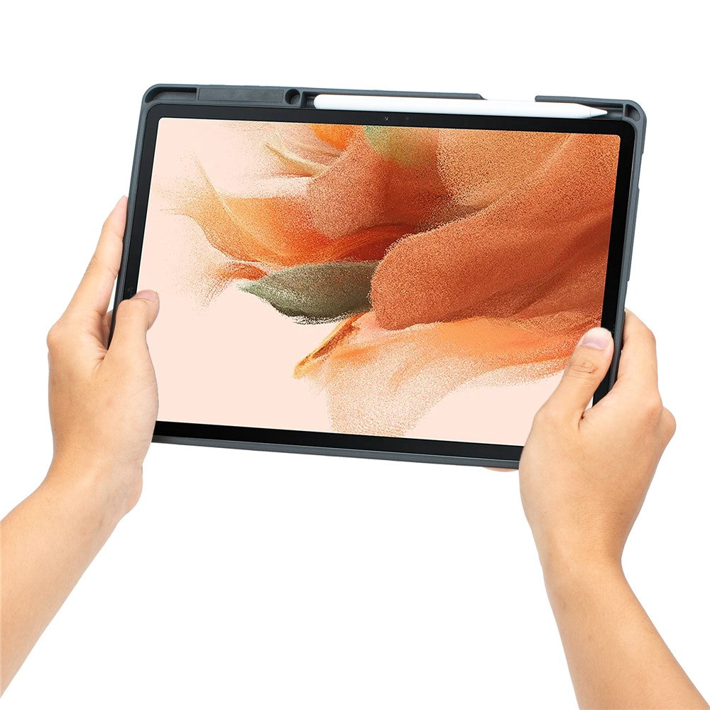T970B-AS til Samsung Galaxy Tab S7+ T970 / S7 FE T730 / S8+ X800 Aftageligt Bluetooth-kompatibelt tastatur Smart Tablet Etui med Touchpad / Baggrundsbelysning