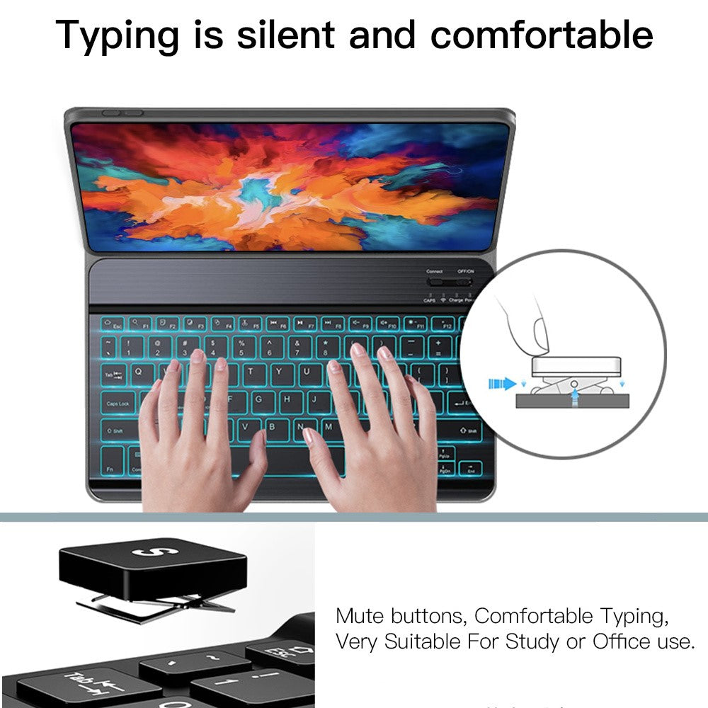 For Lenovo Tab P11 Plus TB-J616F / TB-J607L Bluetooth-compatible Keyboard Backlight Leather Tablet Case with Wireless Mouse