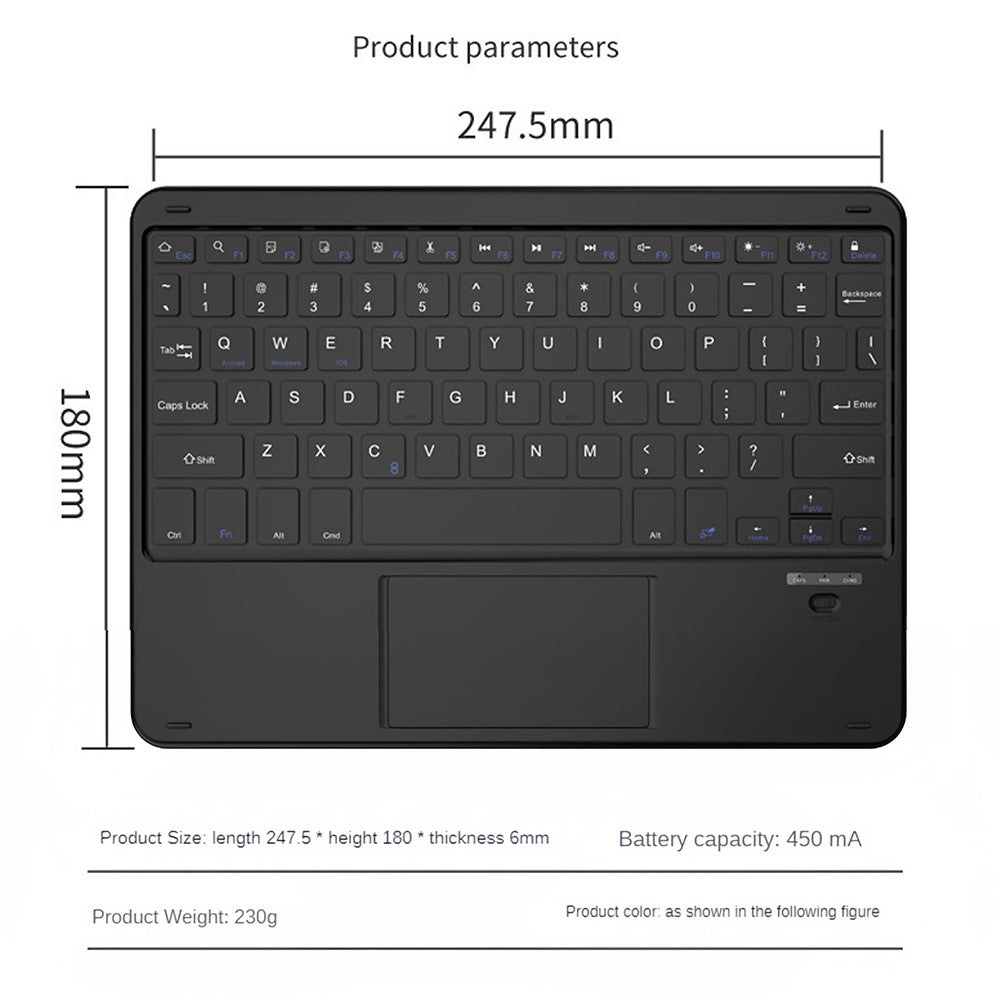 172 Wireless Keyboard with Touchpad Portable Bluetooth-compatible Keyboard for iOS / Mac Android Windows