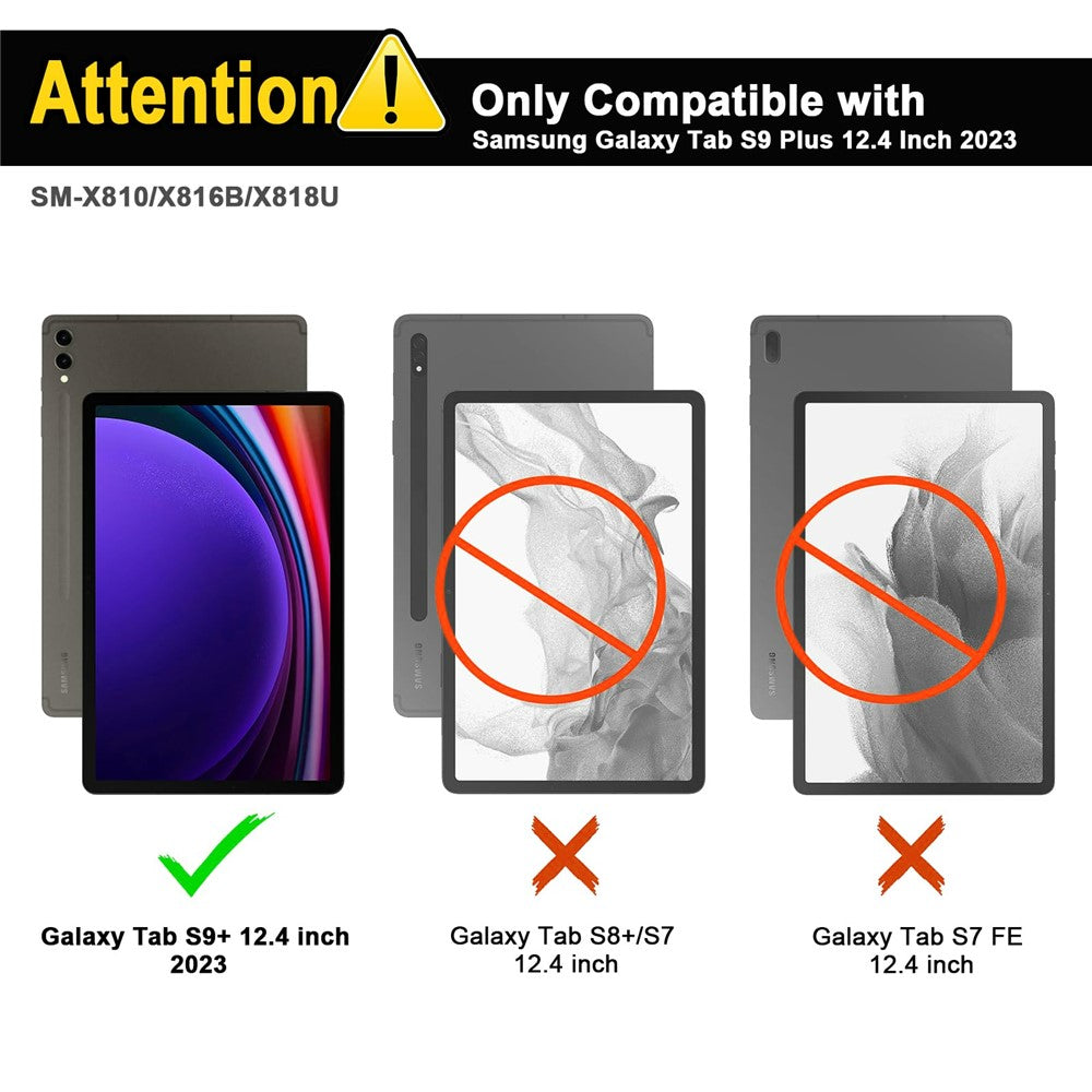 SK-X810 For Samsung Galaxy Tab S9+ SM-X810 / X816B / X818U Leather Case with Detachable Wireless Bluetooth-compatible Keyboard