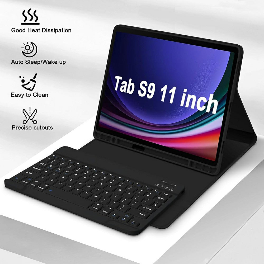 SK-X510 til Samsung Galaxy Tab S10 FE / S9 FE SM-X510 / X516 / X518 Bluetooth-kompatibelt tastaturtabletcover PU Flip Cover