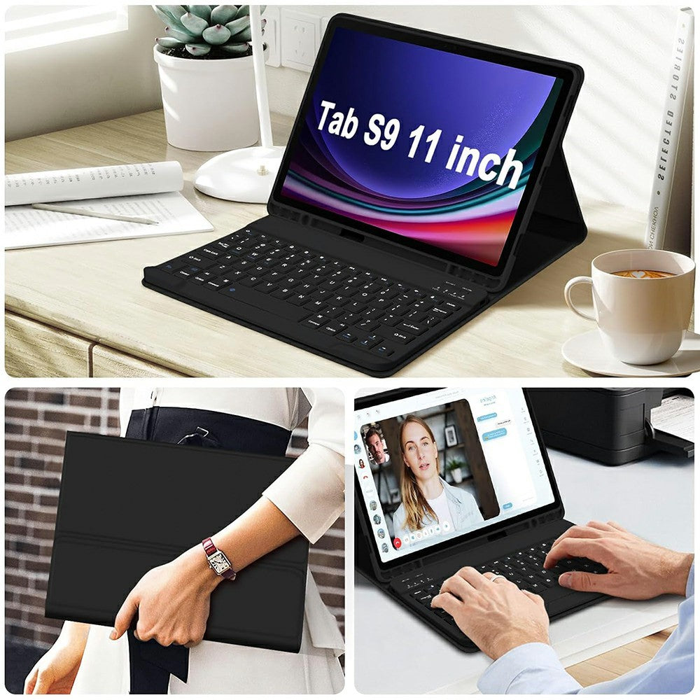 SK-X510 til Samsung Galaxy Tab S10 FE / S9 FE SM-X510 / X516 / X518 Bluetooth-kompatibelt tastaturtabletcover PU Flip Cover