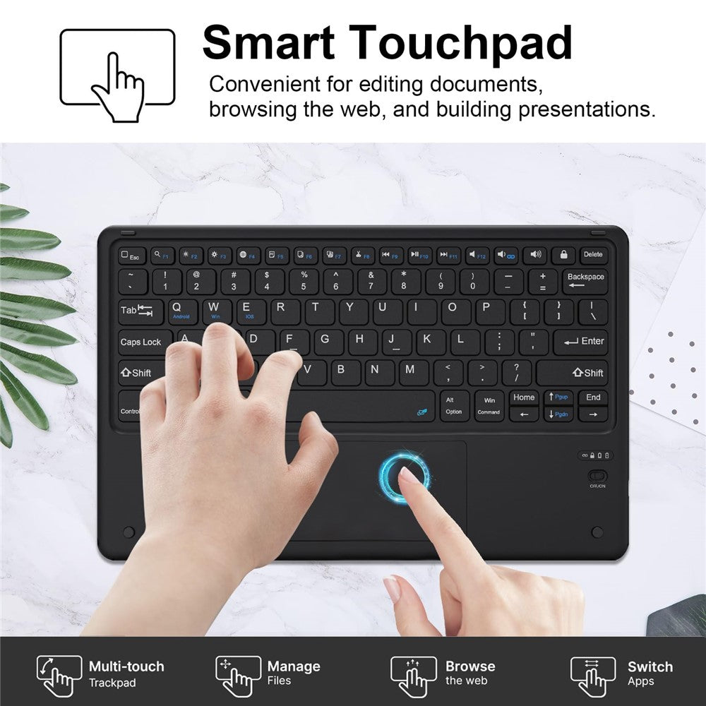 SK-1296 For iPad Pro 12.9-inch (2018) / (2020) / (2021) / (2022) Touchpad Bluetooth-compatible Keyboard with Protective Tablet Case