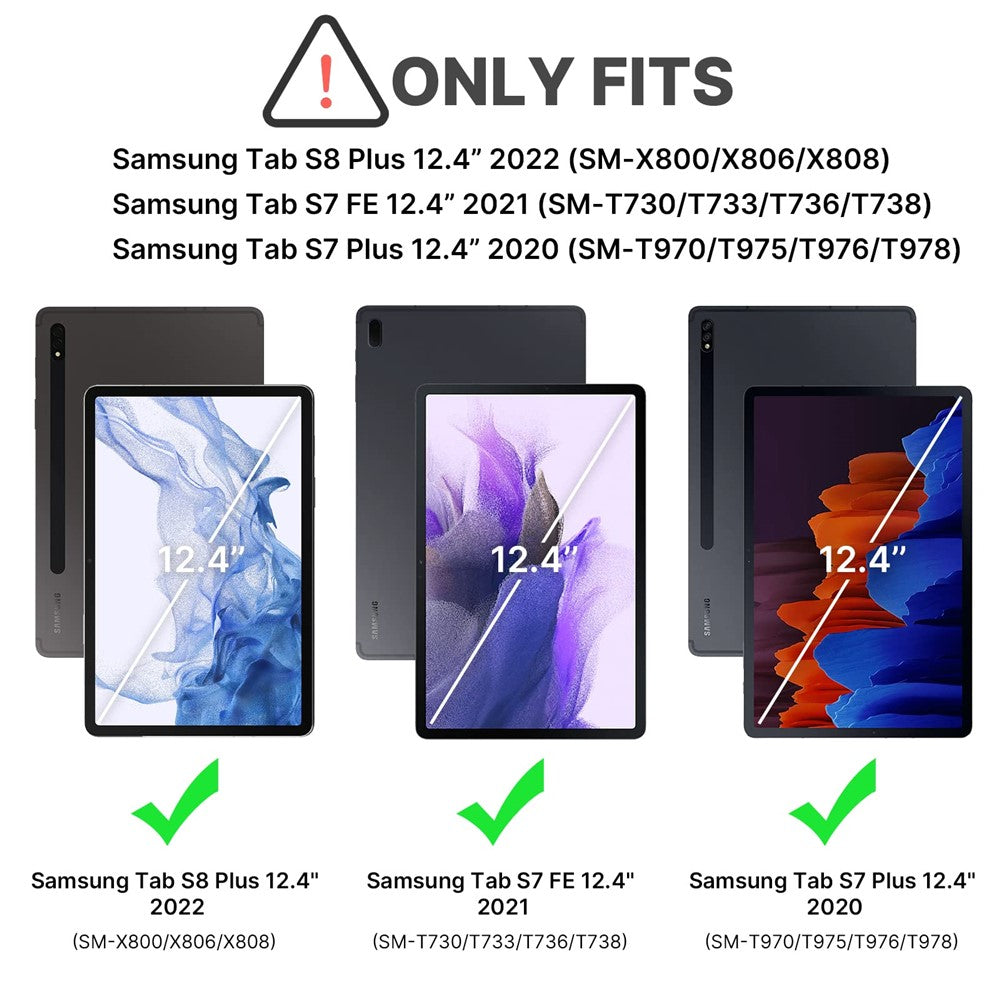 SK-780D til Samsung Galaxy Tab S8+ / S7 FE / S7+ Baggrundsbelyst Bluetooth-kompatibelt Touchpad-tastatur med beskyttende tabletetui