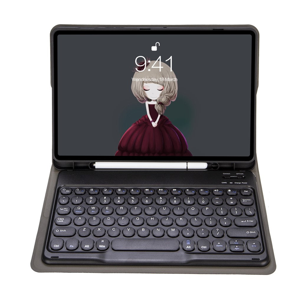 YA710B For Samsung Galaxy Tab S10 Lite / S10 FE / S9 FE X510 X516 / S9 X710 Round Key Cap Bluetooth-Compatible Keyboard TPU Tablet Case