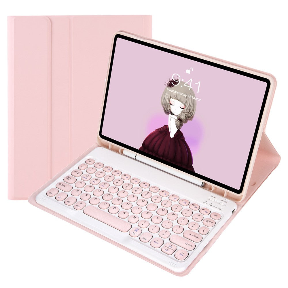 YA710B For Samsung Galaxy Tab S10 Lite / S10 FE / S9 FE X510 X516 / S9 X710 Round Key Cap Bluetooth-Compatible Keyboard TPU Tablet Case