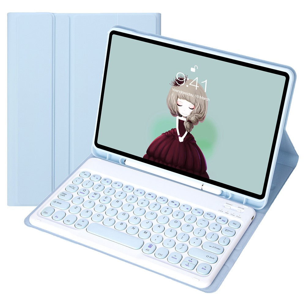 YA710B For Samsung Galaxy Tab S10 Lite / S10 FE / S9 FE X510 X516 / S9 X710 Round Key Cap Bluetooth-Compatible Keyboard TPU Tablet Case