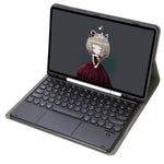 YA710B-A For Samsung Galaxy Tab S10 Lite / S10 FE / S9 FE X510 X516 / S9 X710 Round Key Cap Touchpad Bluetooth-Compatible Keyboard Case