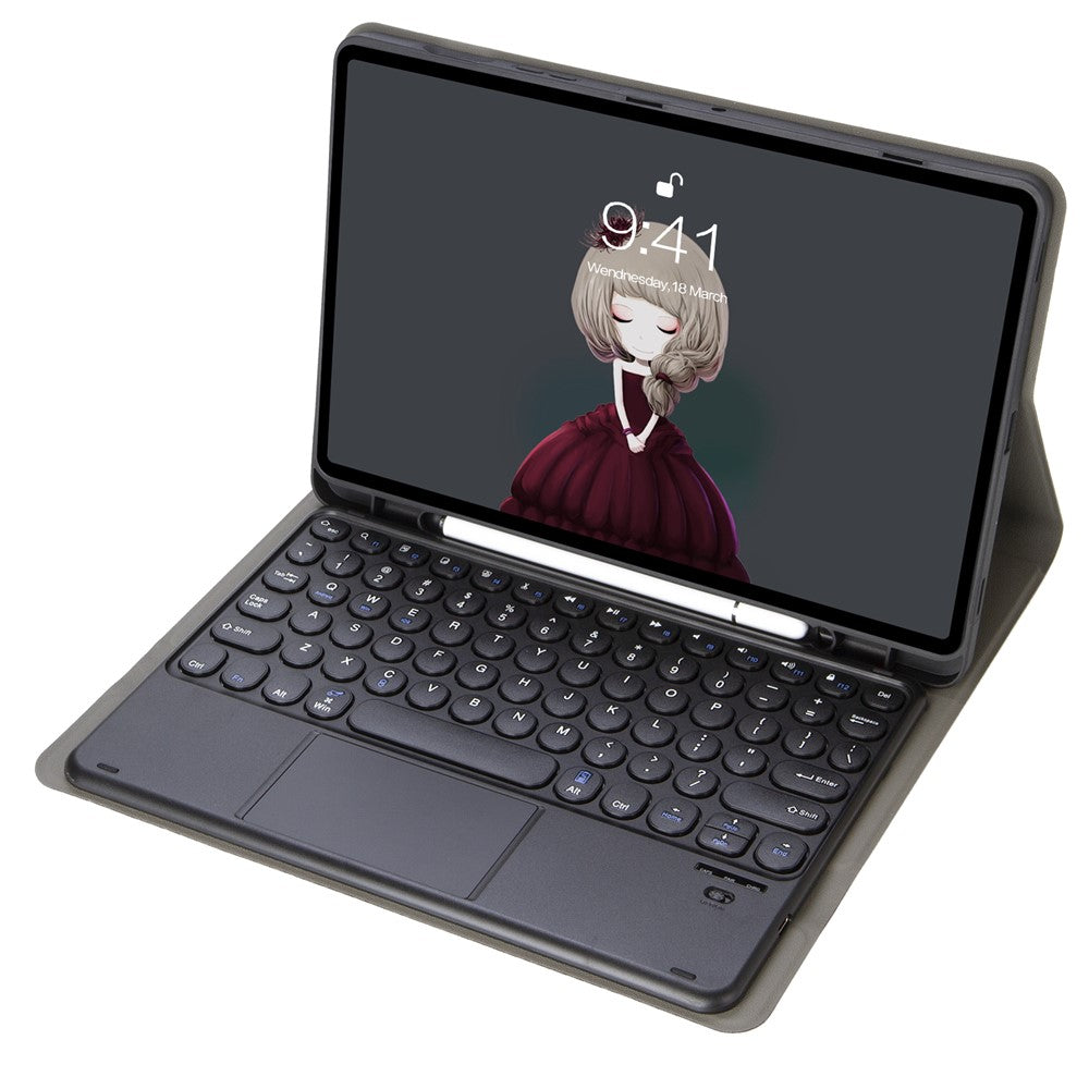 YA710B-A For Samsung Galaxy Tab S10 Lite / S10 FE / S9 FE X510 X516 / S9 X710 Round Key Cap Touchpad Bluetooth-Compatible Keyboard Case