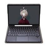 YA710B-A For Samsung Galaxy Tab S10 Lite / S10 FE / S9 FE X510 X516 / S9 X710 Round Key Cap Touchpad Bluetooth-Compatible Keyboard Case