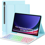 SD-X710 For Samsung Galaxy Tab S7 / S8 / S9 / S10 FE / S9 FE 11 inch PU Tablet Case Backlit Bluetooth-Compatible Keyboard