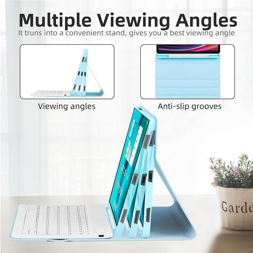 SD-X710 For Samsung Galaxy Tab S7 / S8 / S9 / S10 FE / S9 FE 11 inch PU Tablet Case Backlit Bluetooth-Compatible Keyboard