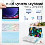 SD-X710 For Samsung Galaxy Tab S7 / S8 / S9 / S10 FE / S9 FE 11 inch PU Tablet Case Backlit Bluetooth-Compatible Keyboard