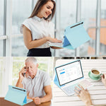 SD-X710 For Samsung Galaxy Tab S7 / S8 / S9 / S10 FE / S9 FE 11 inch PU Tablet Case Backlit Bluetooth-Compatible Keyboard