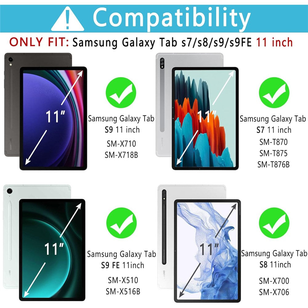SD-X710 For Samsung Galaxy Tab S7 / S8 / S9 / S10 FE / S9 FE 11 inch PU Tablet Case Backlit Bluetooth-Compatible Keyboard
