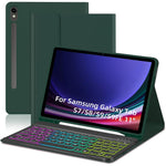 SD-X710 For Samsung Galaxy Tab S7 / S8 / S9 / S10 FE / S9 FE 11 inch PU Tablet Case Backlit Bluetooth-Compatible Keyboard