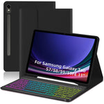 SD-X710 For Samsung Galaxy Tab S7 / S8 / S9 / S10 FE / S9 FE 11 inch PU Tablet Case Backlit Bluetooth-Compatible Keyboard
