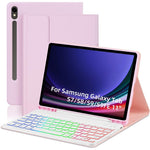 SD-X710 For Samsung Galaxy Tab S7 / S8 / S9 / S10 FE / S9 FE 11 inch PU Tablet Case Backlit Bluetooth-Compatible Keyboard